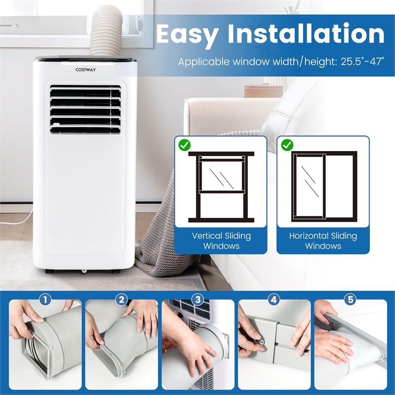 Pemberly Row 6000 BTU (9000 BTU ASHAR) Portable Air Conditioner in White