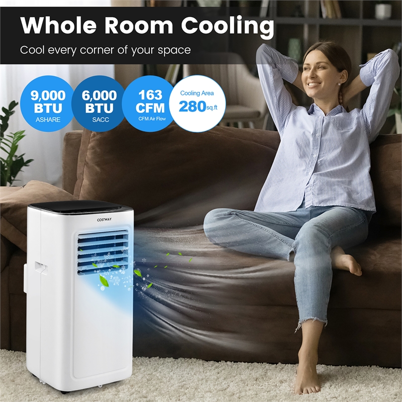 Pemberly Row 6000 BTU (9000 BTU ASHAR) Portable Air Conditioner in White