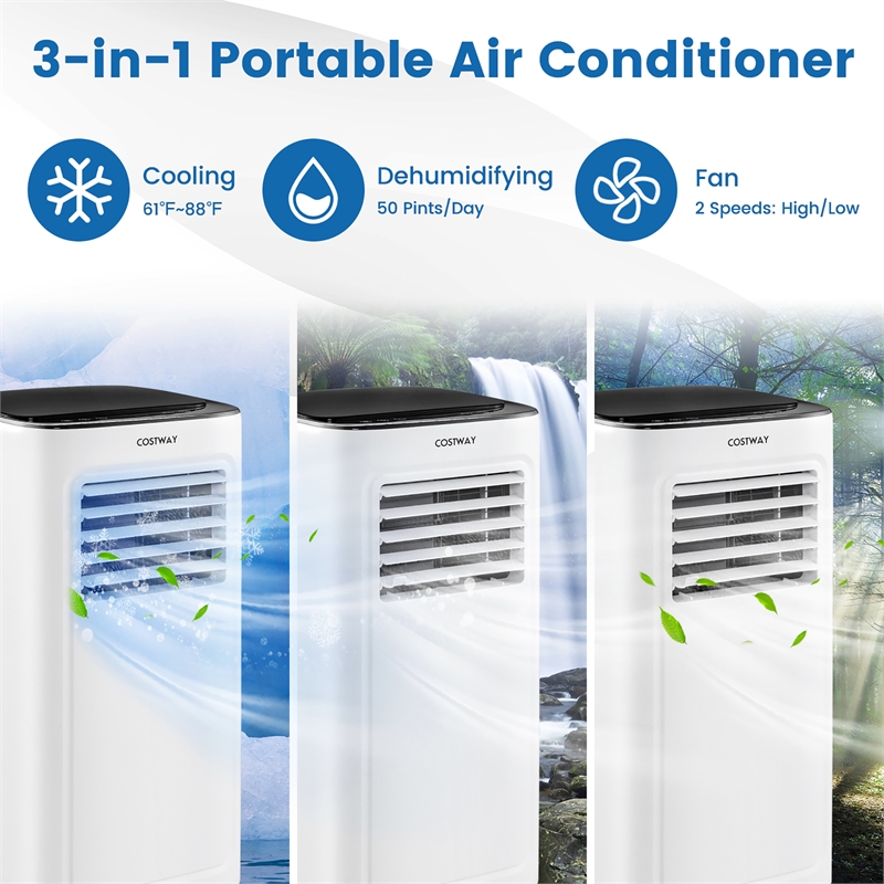 Pemberly Row 6000 BTU (9000 BTU ASHAR) Portable Air Conditioner in White