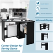 Pemberly Row Corner Computer Desk Writing Workstation in Black