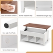 Pemberly Row Lift Top Coffee Table w/ Hidden Compartment & Storage Shelves-White