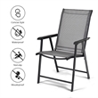 Pemberly Row 4PCS Patio Folding Dining Chairs Portable Armrest Garden Gray