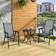 Pemberly Row 2PCS Patio Folding Dining Chairs Portable Armrest Garden Gray