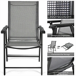 Pemberly Row 2PCS Patio Folding Dining Chairs Portable Armrest Garden Gray