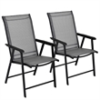 Pemberly Row 2PCS Patio Folding Dining Chairs Portable Armrest Garden Gray