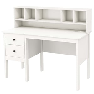 Pemberly Row Computer Desk 48&quot Writing Table w/ Power Outlets White