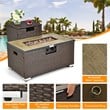 Pemberly Row 32''x 20'' Propane Fire Pit Table Set w/ Side Table Tank Brown