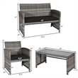 Pemberly Row 4PCS Patio Rattan Furniture Set Conversation Sofa Cushioned Black