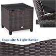 Pemberly Row 3PCS Patio Rattan Set Cushioned Conversation Set Sofa Black