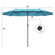 Pemberly Row 15FT Patio Double Sided Umbrella Crank Garden Turquoise