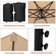 Pemberly Row 10FT Hanging Offset Umbrella 32 LED Lights Beige
