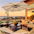 Pemberly Row 10FT Hanging Offset Umbrella 32 LED Lights Beige