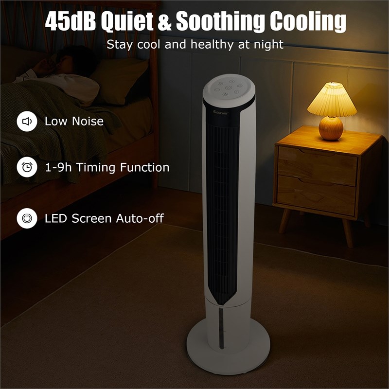 Pemberly Row 41'' Evaporative Air Cooler Quiet Cooling Oscillating Fan White