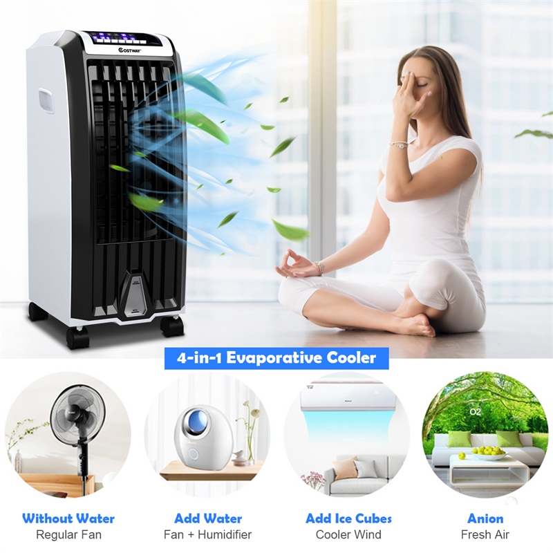 Pemberly Row Evaporative Portable Cooler Fan Anion Humidify White