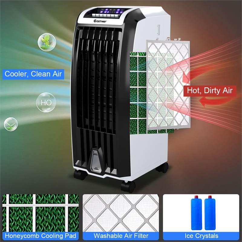 Pemberly Row Evaporative Portable Cooler Fan Anion Humidify White