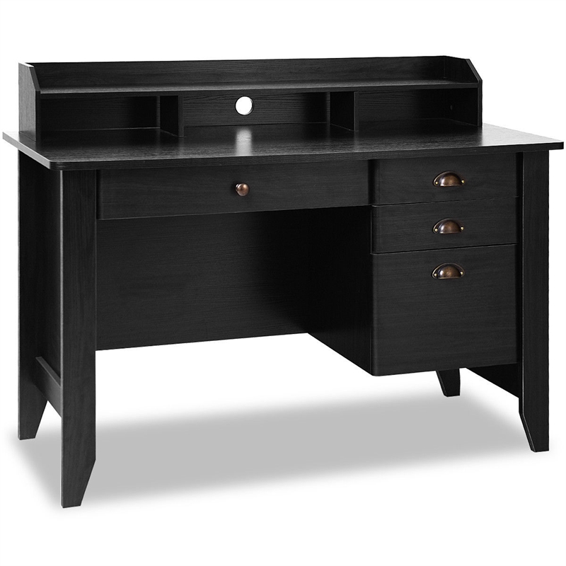 Pemberly Row Computer Desk PC Laptop Writing Table Workstation Black
