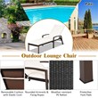 Pemberly Row 2PCS Patio Rattan Lounge Chair Chaise Recliner Back White