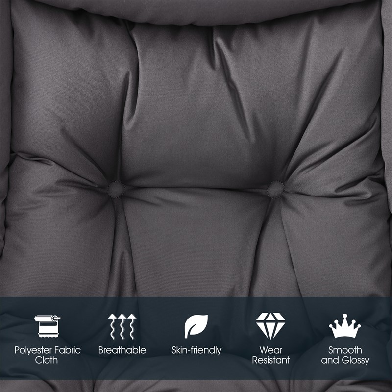 Pemberly Row Polyester Fabric Lazy Chair Single Sofa Chair w/ Side Pocket Gray