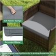 Pemberly Row 4 PCS Patio Furniture Set with Tempered Glass Coffee Table Gray