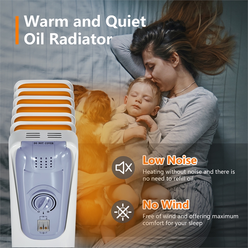 Pemberly Row 1500W Electric Oil Filled Radiator Space Heater in White