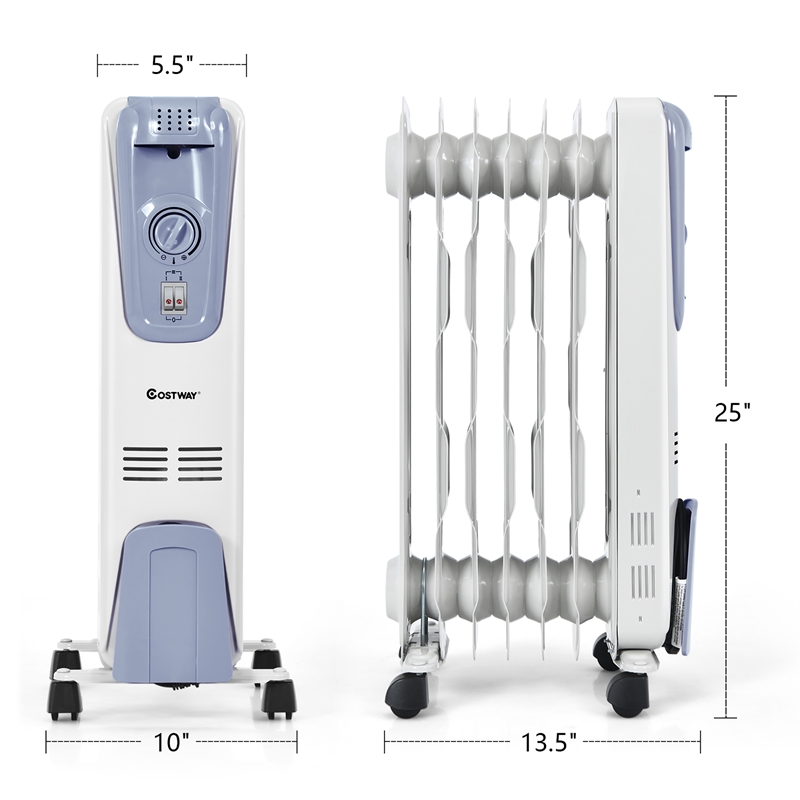 Pemberly Row 1500W Electric Oil Filled Radiator Space Heater in White
