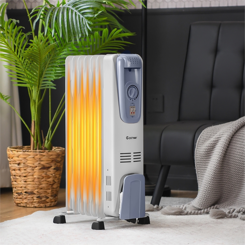 Pemberly Row 1500W Electric Oil Filled Radiator Space Heater in White