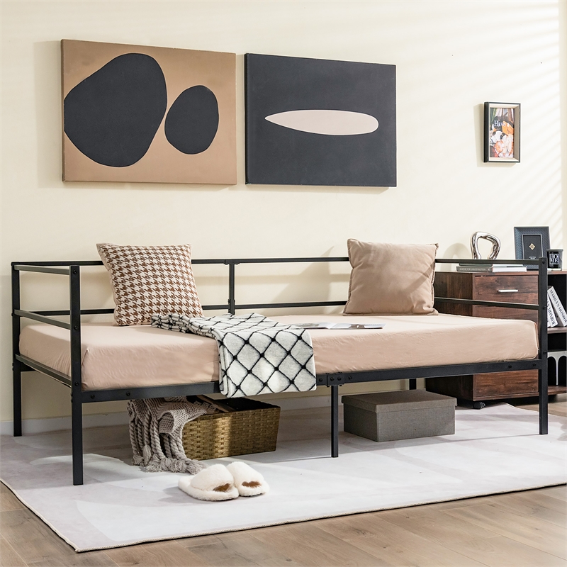 Pemberly Row Twin Daybed Sofa Bed Frame Metal Platform Black