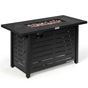 Pemberly Row 42&quot Rectangular Propane Gas Fire Pit 60000 Btu Black