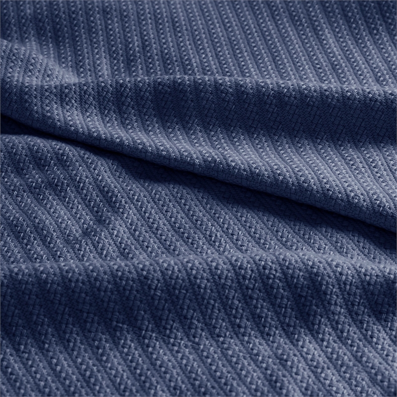 Pemberly Row Modern Ring Spun Soft Cotton King Blanket in Navy