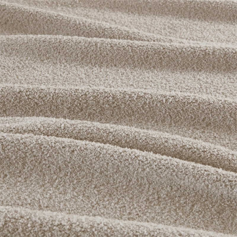 Pemberly Row Soft Faux Feathersoft Fabric King Blanket in Taupe