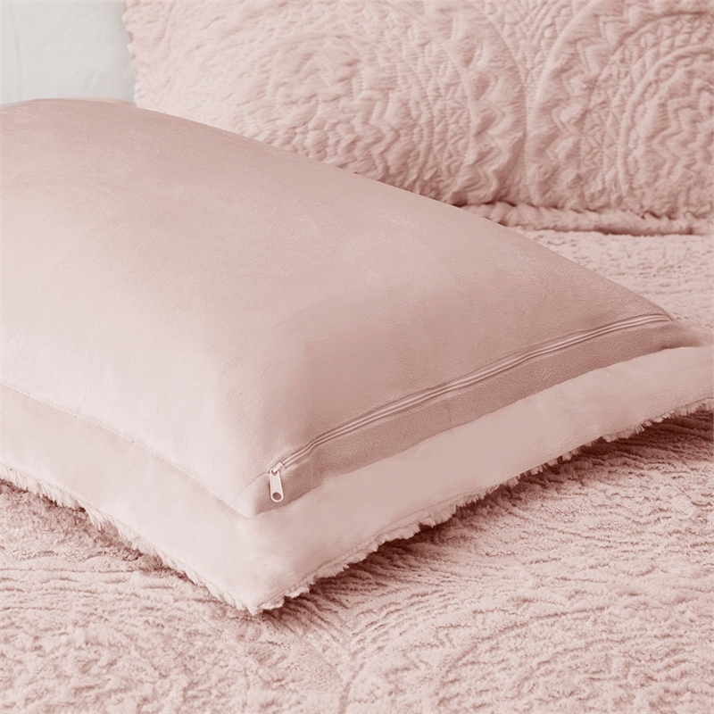 Pemberly Row 3-Piece Fabric Full/Queen Comforter Mini Set in Blush