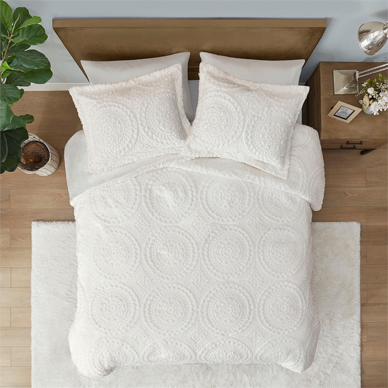 Pemberly Row 3-Piece Fabric Full/Queen Comforter Mini Set in Ivory