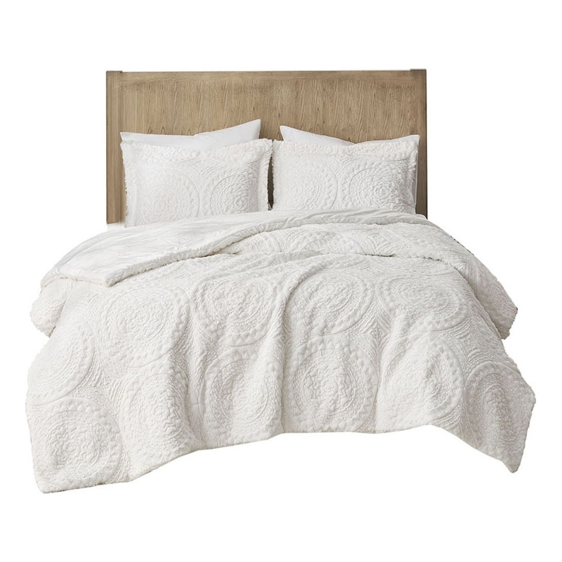 Pemberly Row 3-Piece Fabric Full/Queen Comforter Mini Set in Ivory