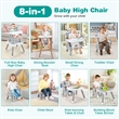 Pemberly Row 8 in 1 Baby High Chair Convertible Dining Booster Seat Strip