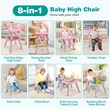 Pemberly Row 8 in 1 Baby High Chair Convertible Dining Booster Seat Pink