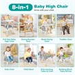 Pemberly Row 8 in 1 Baby High Chair Convertible Dining Booster Seat Yellow