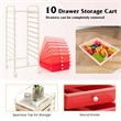 Pemberly Row 10 Drawer Rolling Storage Cart Paper Office School Organizer Pink