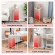 Pemberly Row 10 Drawer Rolling Storage Cart Paper Office School Organizer Pink