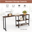 Pemberly Row Large 360 Degree Free Rotating Sofa Side Table Brown