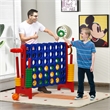 Pemberly Row 4 in A Row Giant Game Set w/Basketball Hoop for Family Red
