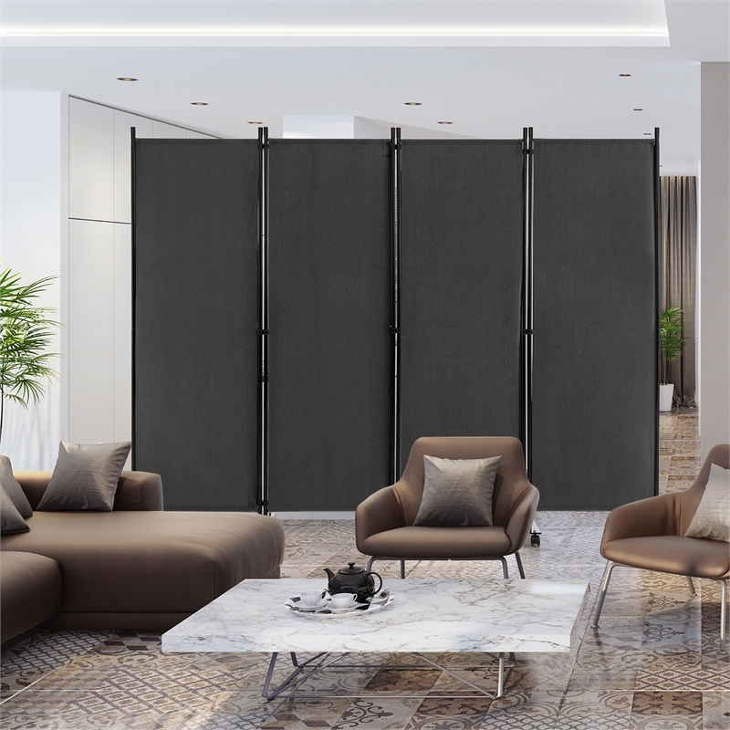 Pemberly Row 4 Panel Folding Room Divider 6FT Rolling Privacy Screen Gray