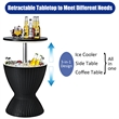 Pemberly Row 8 Gallon 3-1 Patio Rattan Cooler Bar Table Adjust Ice Bucket Black
