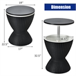 Pemberly Row 8 Gallon 3-1 Patio Rattan Cooler Bar Table Adjust Ice Bucket Black