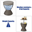 Pemberly Row 8 Gallon 3-1 Patio Rattan Cooler Bar Table Adjust Ice Bucket Brown