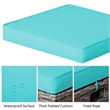 Pemberly Row 2PCS Patio Rattan Cushioned Ottoman Seat Foot Rest Turquoise