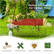 Pemberly Row Contemporary Garden Plant Wooden Wagon Planter W/ Wheel Red