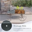 Pemberly Row Garden Plant Wooden Wagon Planter W/ Wheel Gray