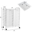 Pemberly Row 20 Drawers Rolling Cart Storage Studio Organizer Bins White