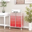 Pemberly Row 20 Drawers Rolling Cart Storage Studio Organizer Bins Pink