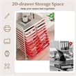 Pemberly Row 20 Drawers Rolling Cart Storage Studio Organizer Bins Pink